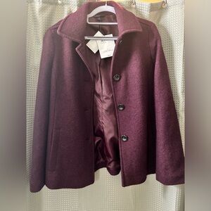 Lands’ End Women’s Purple Pea Coat (Size 6) NWT